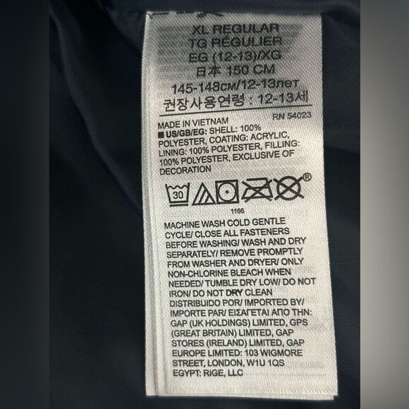 Gap Kids Size XL Puffer Vest Coat Blue Yellow Water Resistant Zippered W/pockets - Picture 9 of 10